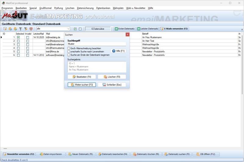 Empfänger nach Merkmalen selektieren im Newsletter Tool