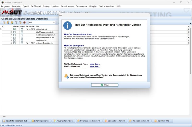 Mehrplatzversion und getrennte Datenbanken im Newsletter Tool